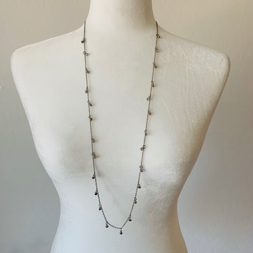 Lia Sophia long silver crystal necklace